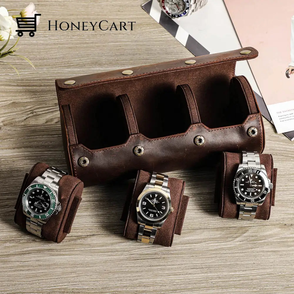 Lambr Watches Luxury Leather Organizer Roll Box Watch Accessories