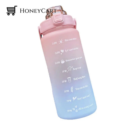 Large Half Gallon 64 Oz Motivational Water Bottle Pink-Blue