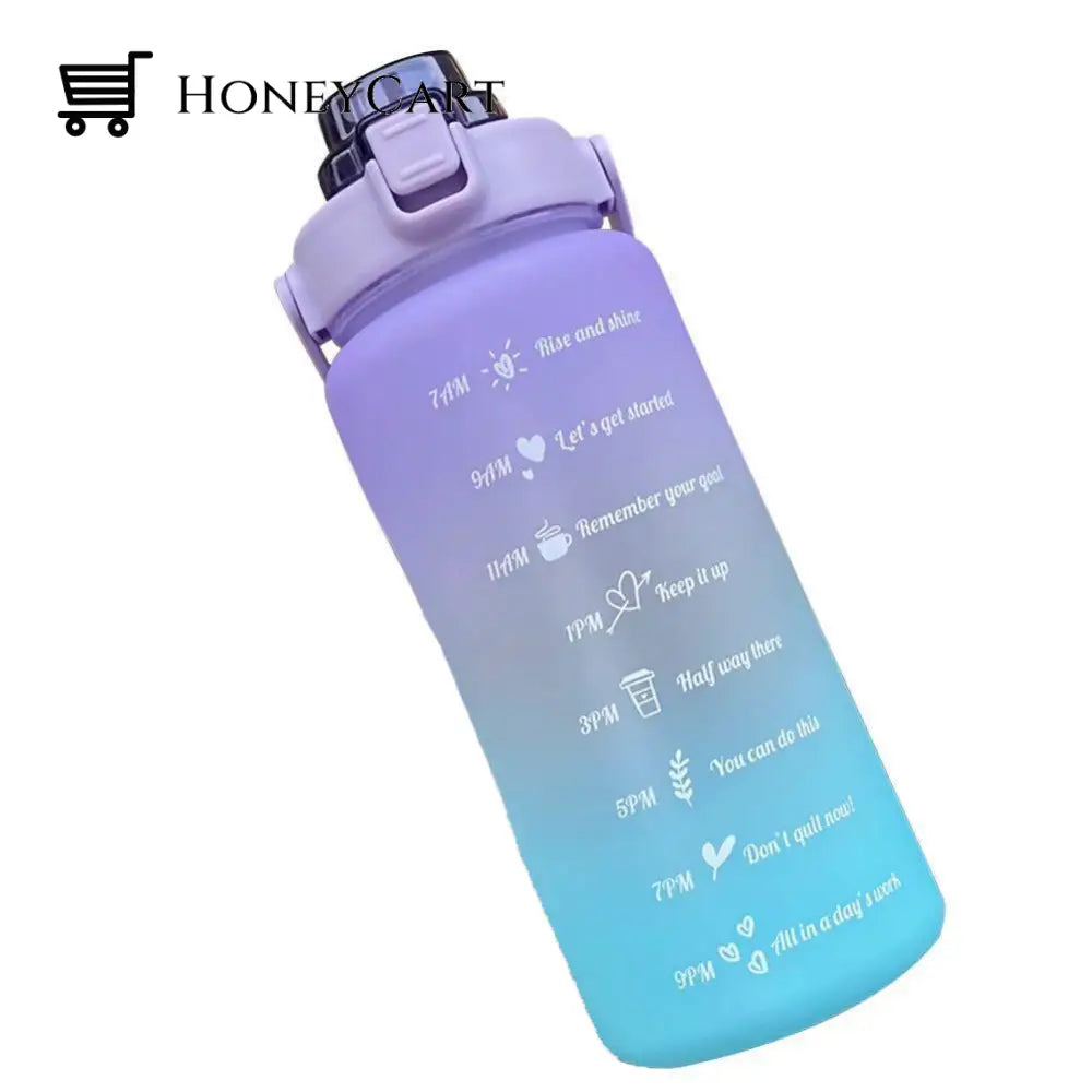 Large Half Gallon 64 Oz Motivational Water Bottle Purple-Blue