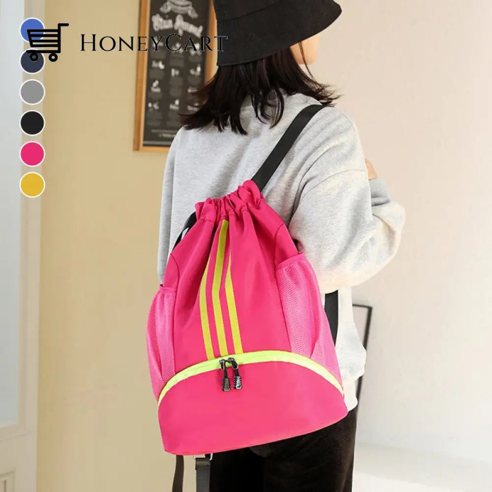 Large Nylon Drawstring Pocket Backpack