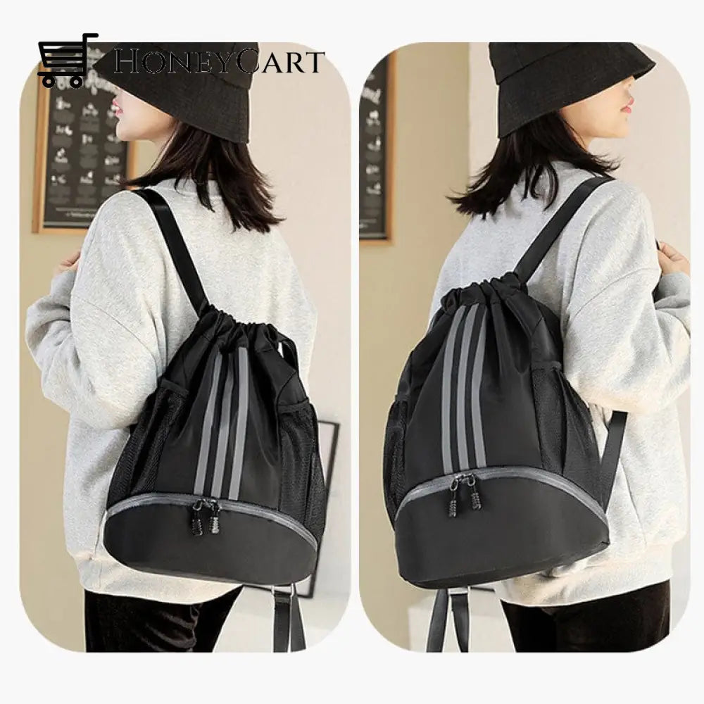 Large Nylon Drawstring Pocket Backpack