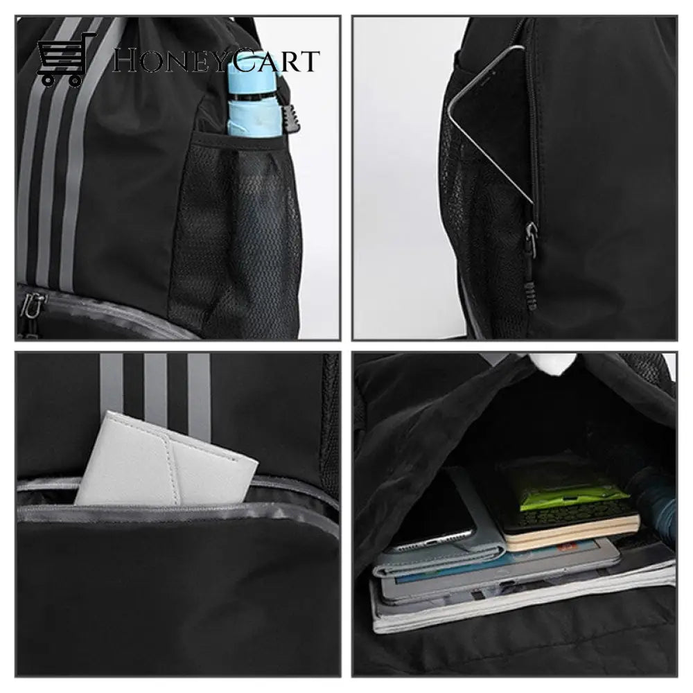 Large Nylon Drawstring Pocket Backpack