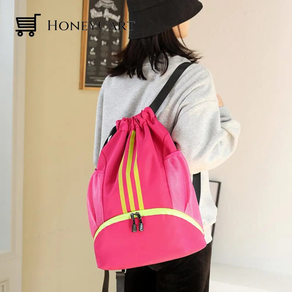 Large Nylon Drawstring Pocket Backpack