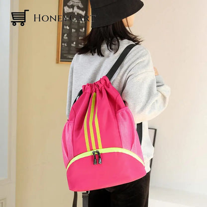 Large Nylon Drawstring Pocket Backpack