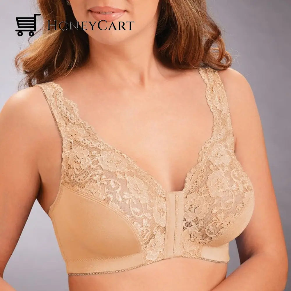 Large Size Lace Bra Without Steel Ring Beige / M