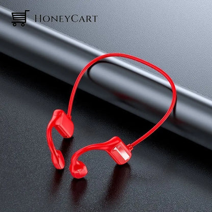 Last Day 49% Off - Bone Conduction Headphones Bluetooth Wireless Headset Red