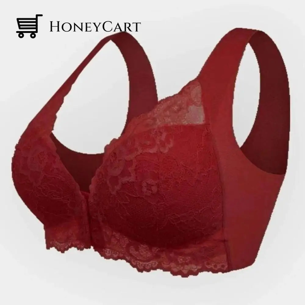 Last Day Buy 1 Get 2 Free- Bra For Women Front Closure 5D Beauty Back Sports Comfy Red / M