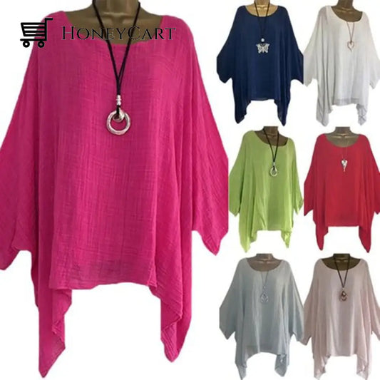 Last Day Promotion 49% Fashion Solid Color Round Neck Irregular Shirt