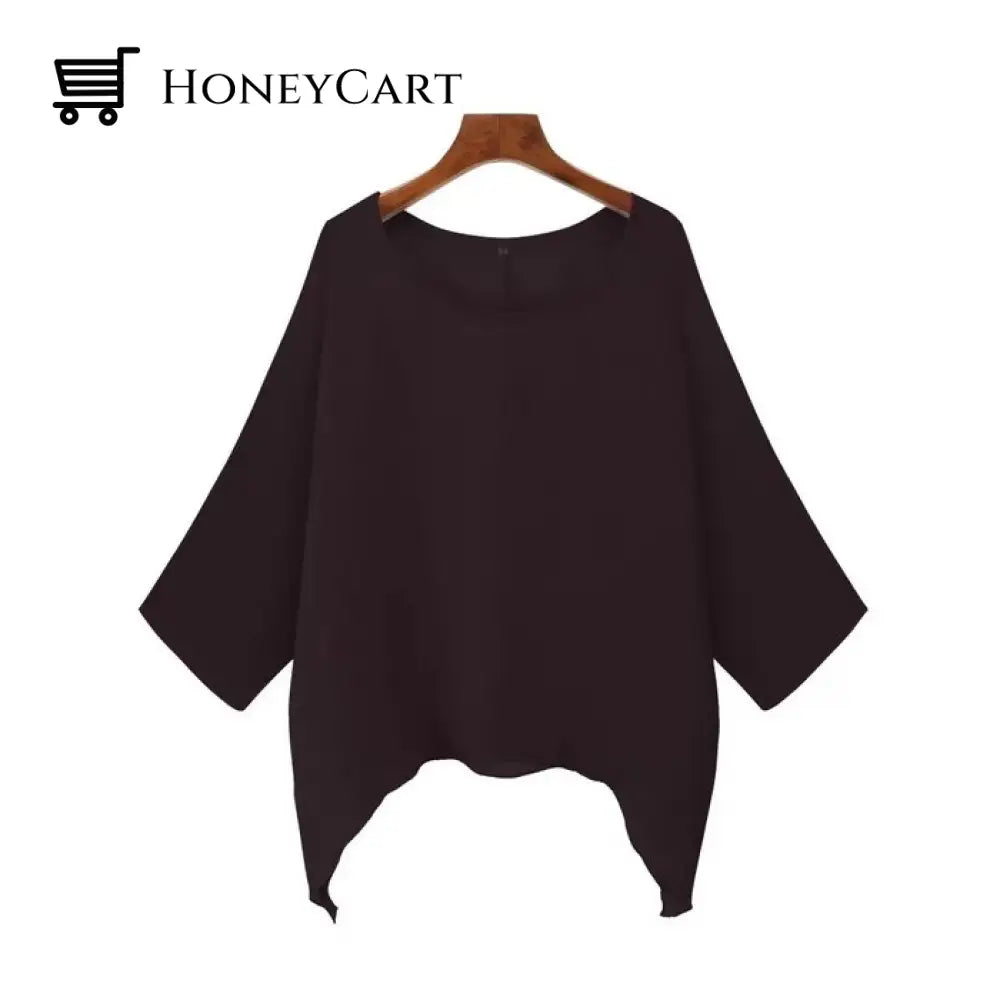 Last Day Promotion 49% Fashion Solid Color Round Neck Irregular Shirt