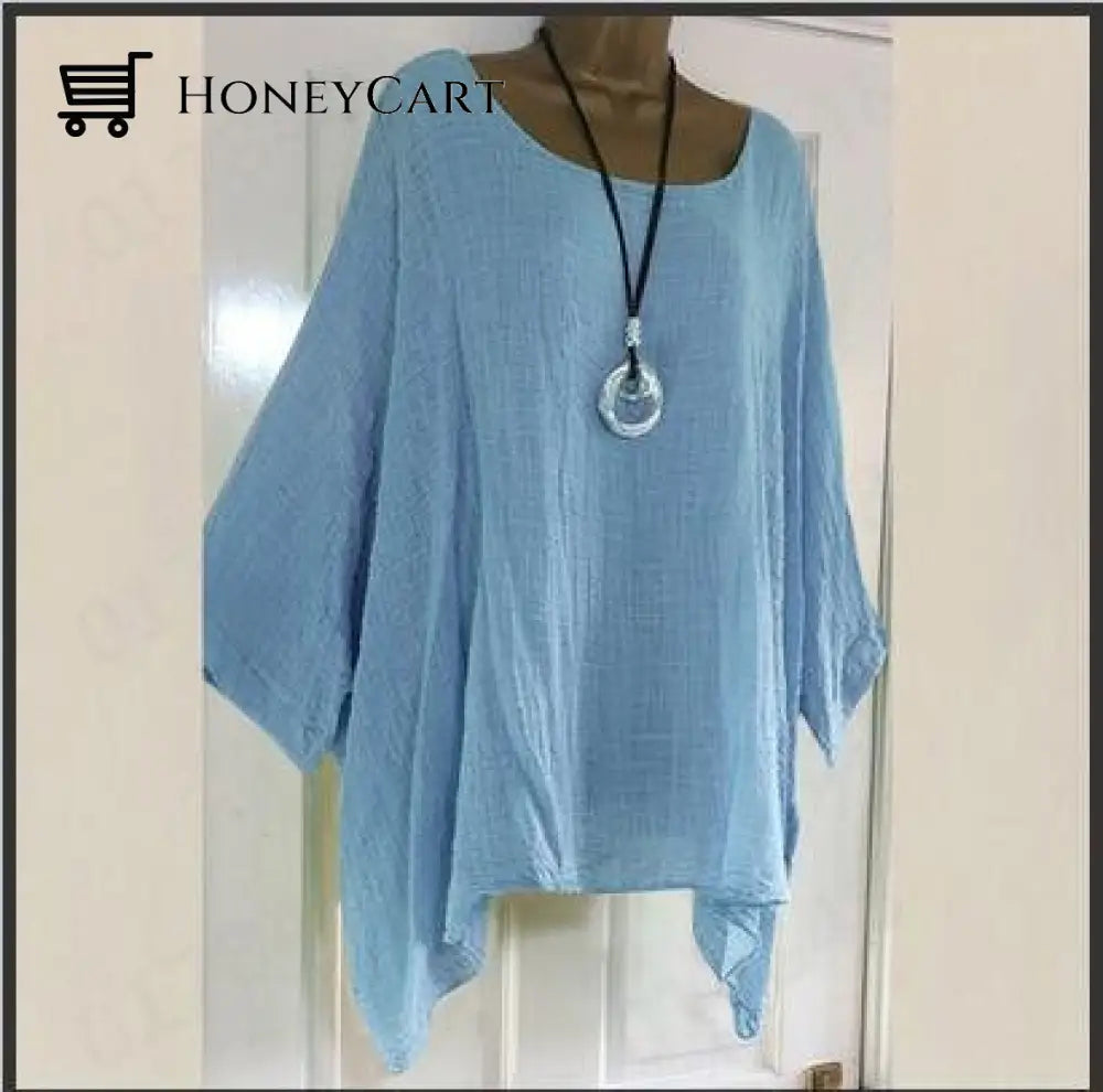 Last Day Promotion 49% Fashion Solid Color Round Neck Irregular Shirt