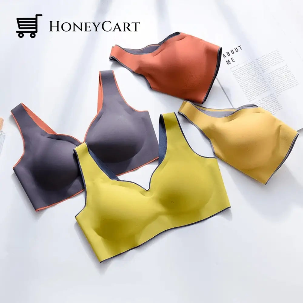 Latex Seamless Winter Bras Push Up Bralette Underwear For Women Cooling Gathers Shock-Proof Female