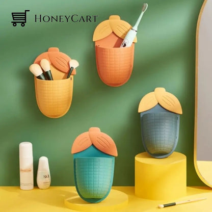 Leaf Shaped Punch Free Wall Storage Rack Hooks & Racks