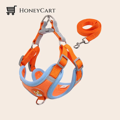 Leash Vest Type Chest Strap Chain Pet Collar Orange / L Cj
