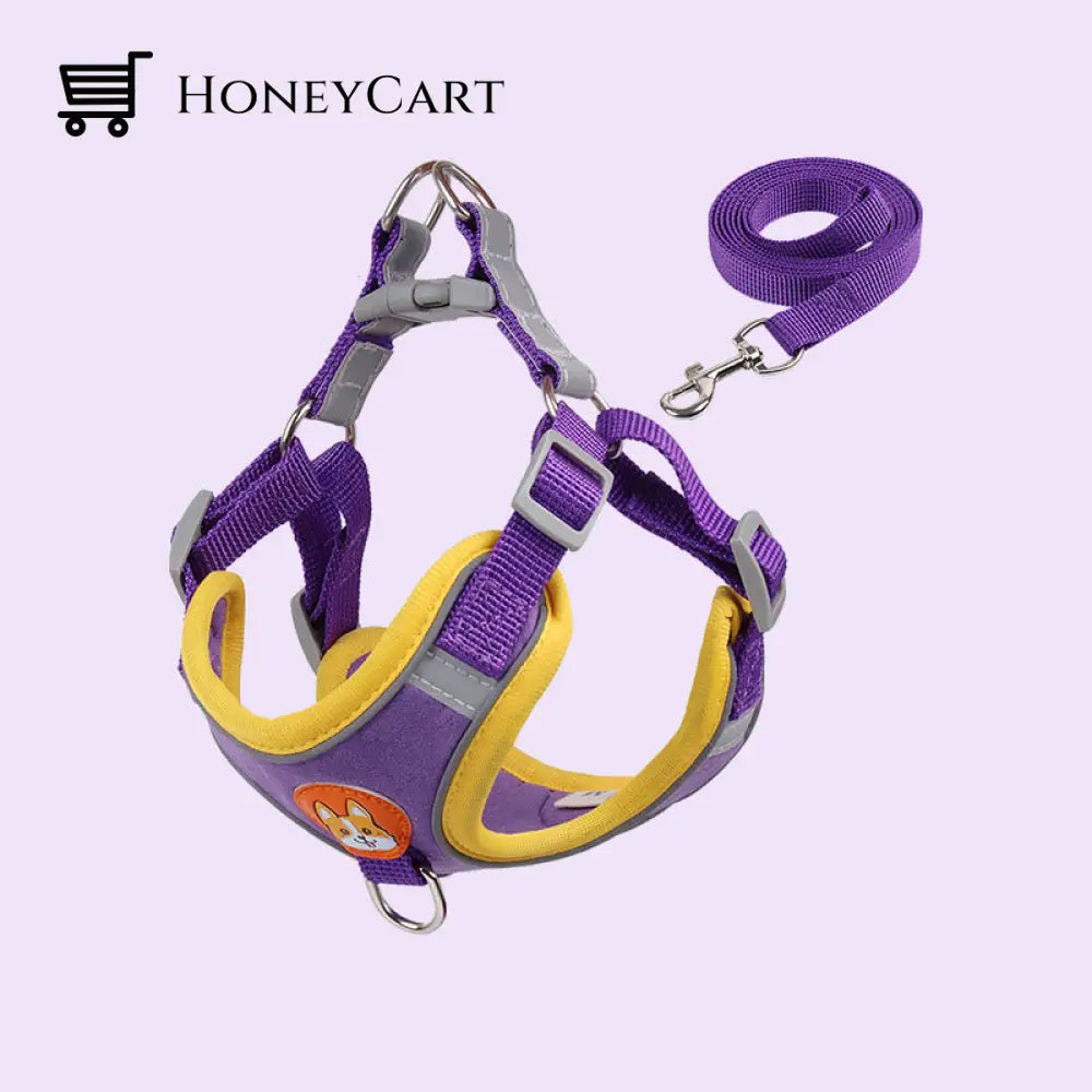 Leash Vest Type Chest Strap Chain Pet Collar Purple / L Cj