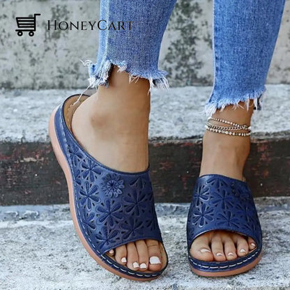 Leather Embroidery Womens Outdoor Sandals Ltt-Shoes