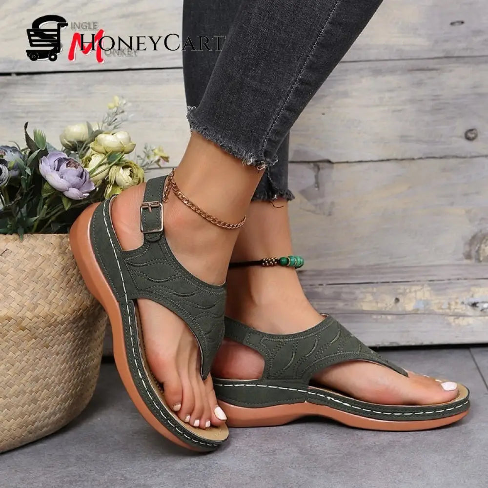 Leather Orthopedic Arch Support Sandals Diabetic Walking