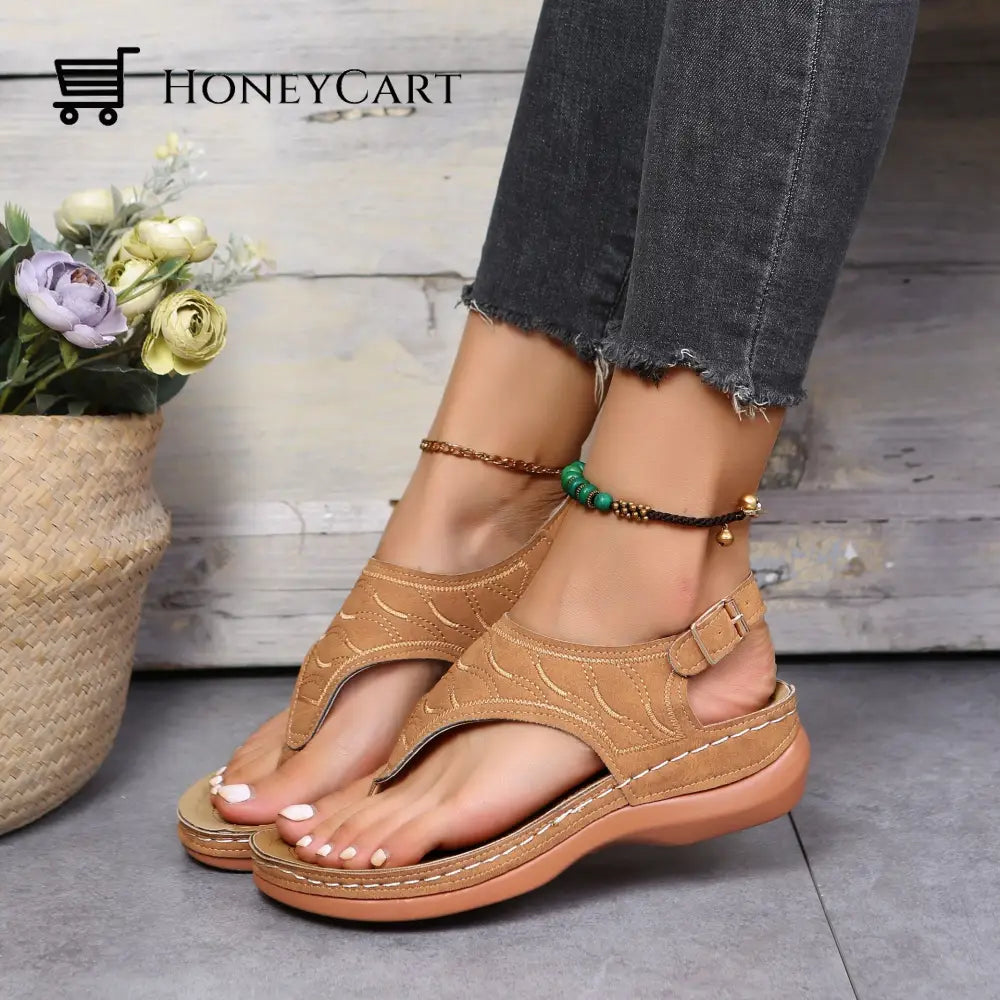 Leather Orthopedic Arch Support Sandals Diabetic Walking