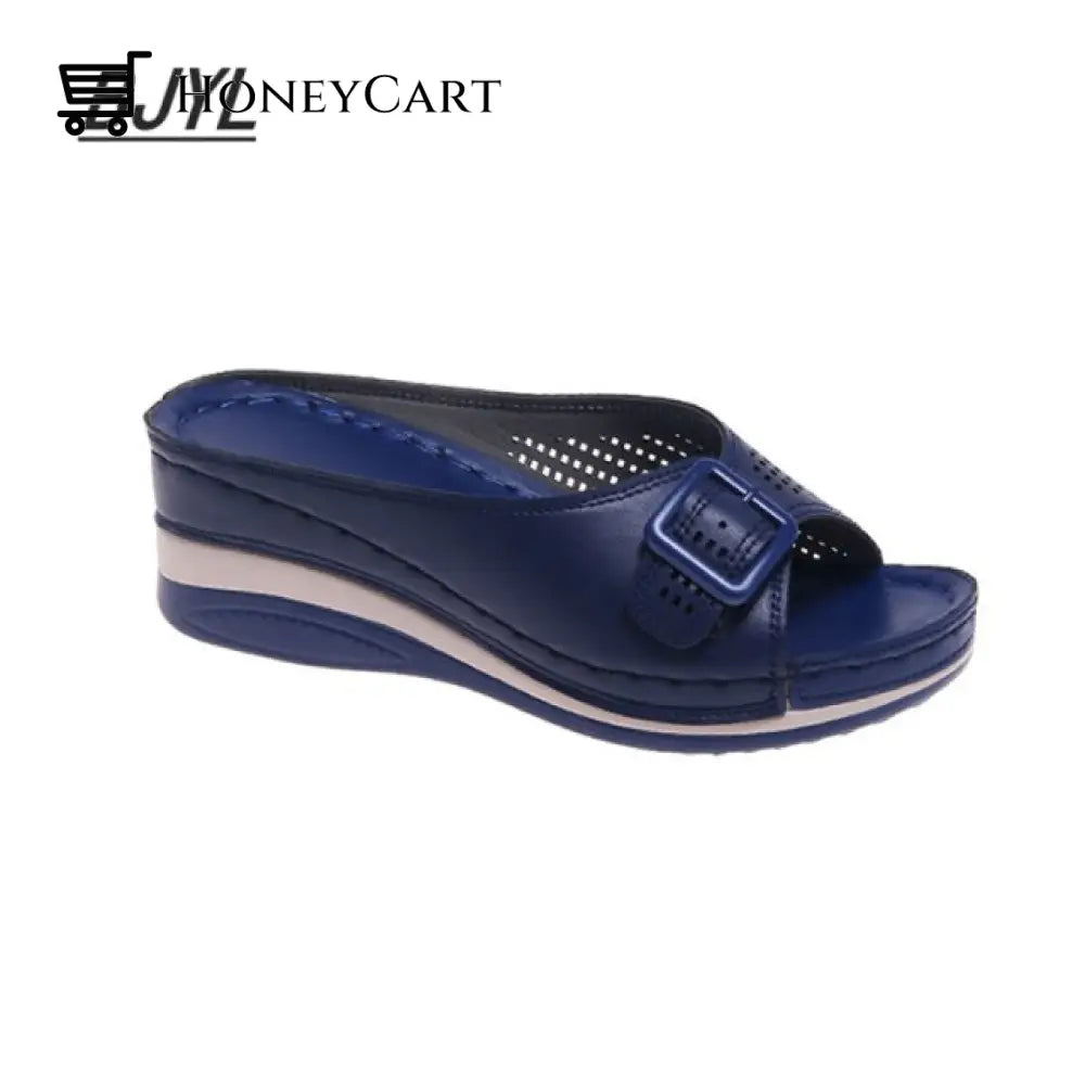 Leather Soft Footbed Arch-Support Sandals Deep Blue / 35