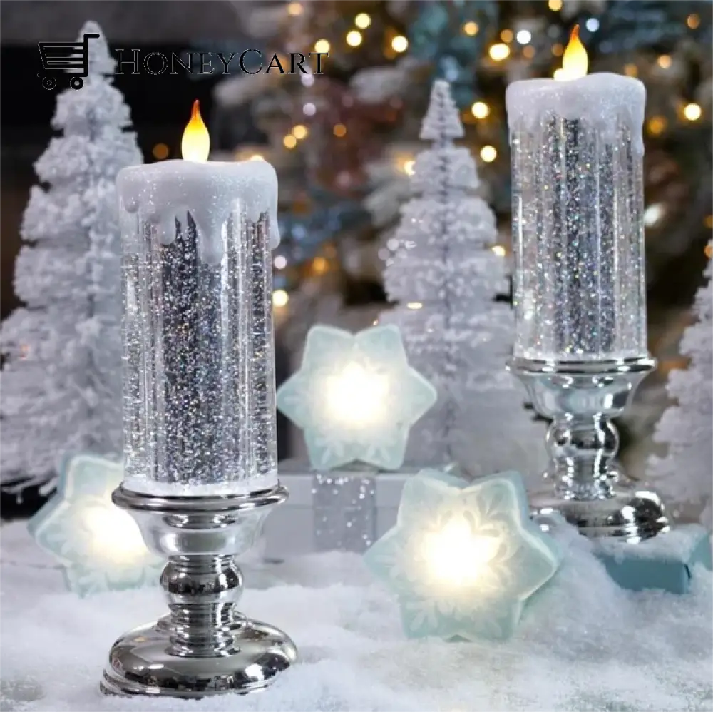 Led Christmas Candles With Pedestal Grey