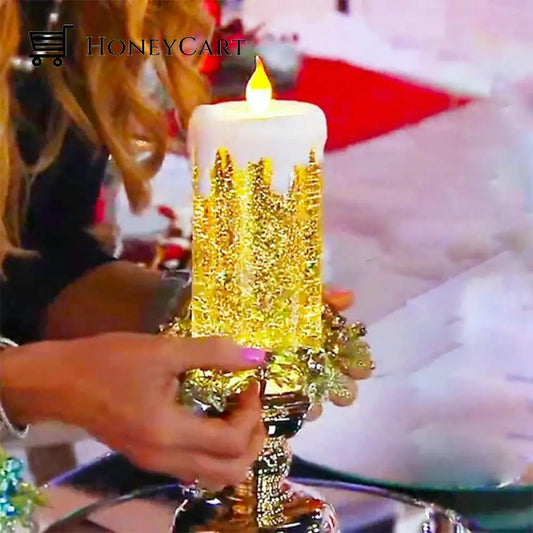 Led Christmas Candles With Pedestal Yellow