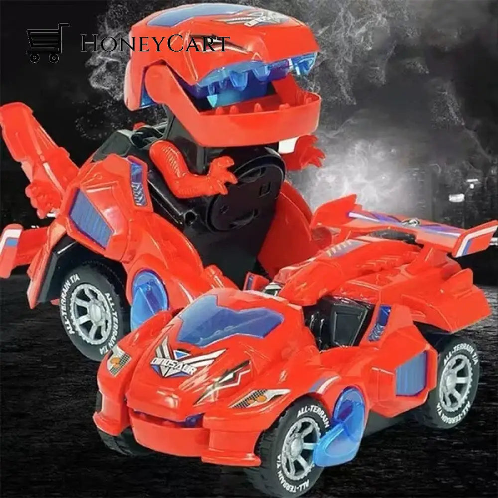 Led Dinosaur Transformation Car Toy Red Tool