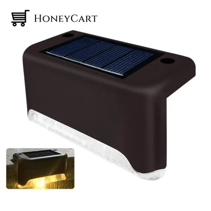 Led Solar Lamp Path Staircase Outdoor Waterproof Wall Light Brown / Yellow