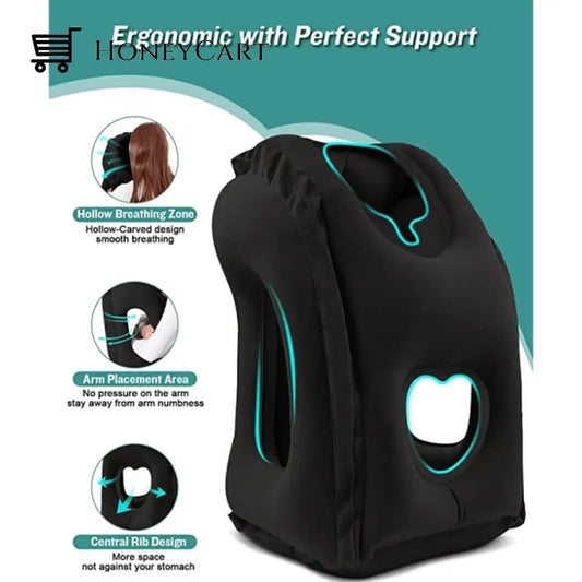 Leosporr Inflatable Travel Pillow Black