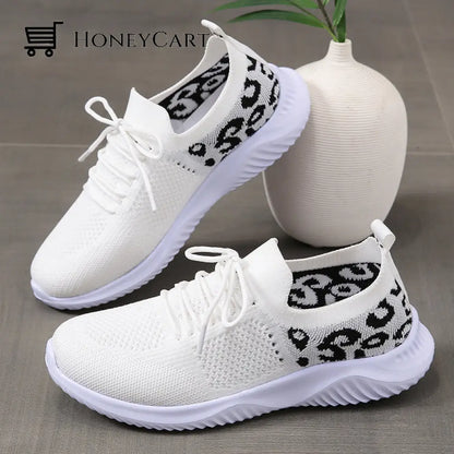 Light Mesh Leopard Pattern Platform Sports Shoes For Women