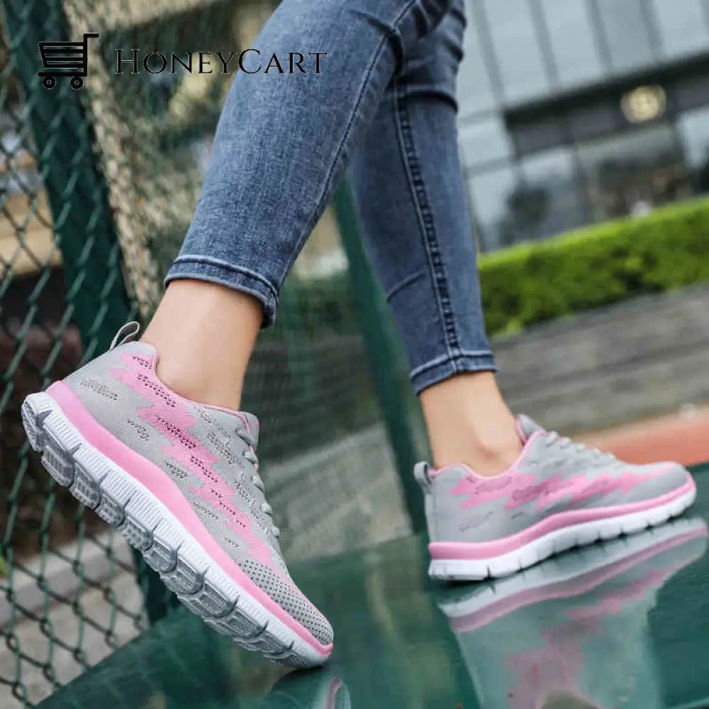 Lightning Lightweight Breathable Knitted Mesh Sports Shoes For Women