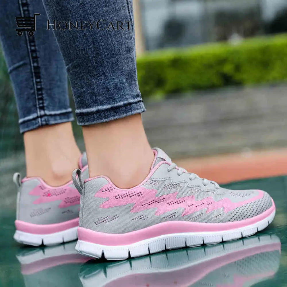 Lightning Lightweight Breathable Knitted Mesh Sports Shoes For Women