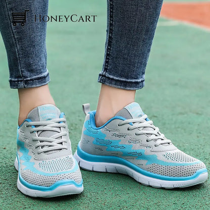 Lightning Lightweight Breathable Knitted Mesh Sports Shoes For Women Blue / 5