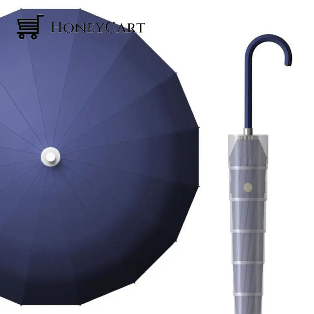 Long Handle Automatic Umbrella Navy Blue Parasols & Rain Umbrellas