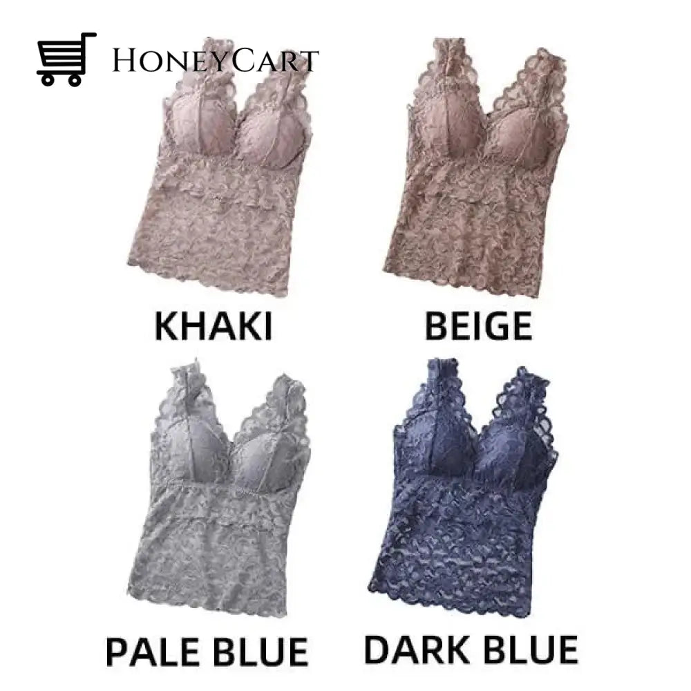 Long Lace Beauty Back Undershirt (Buy More Save More) Beige+Khaki+Pale Blue+Dark Blue / M(40-55 Kg