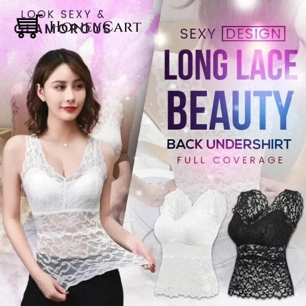 Long Lace Beauty Back Undershirt (Buy More Save More) White / M(40-55 Kg /88-121Lbs) Underwear