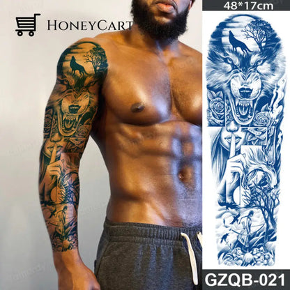 Long Lasting Full Arm Sleeve Tattoo Sticker Gzqb21 Temporary Tattoos