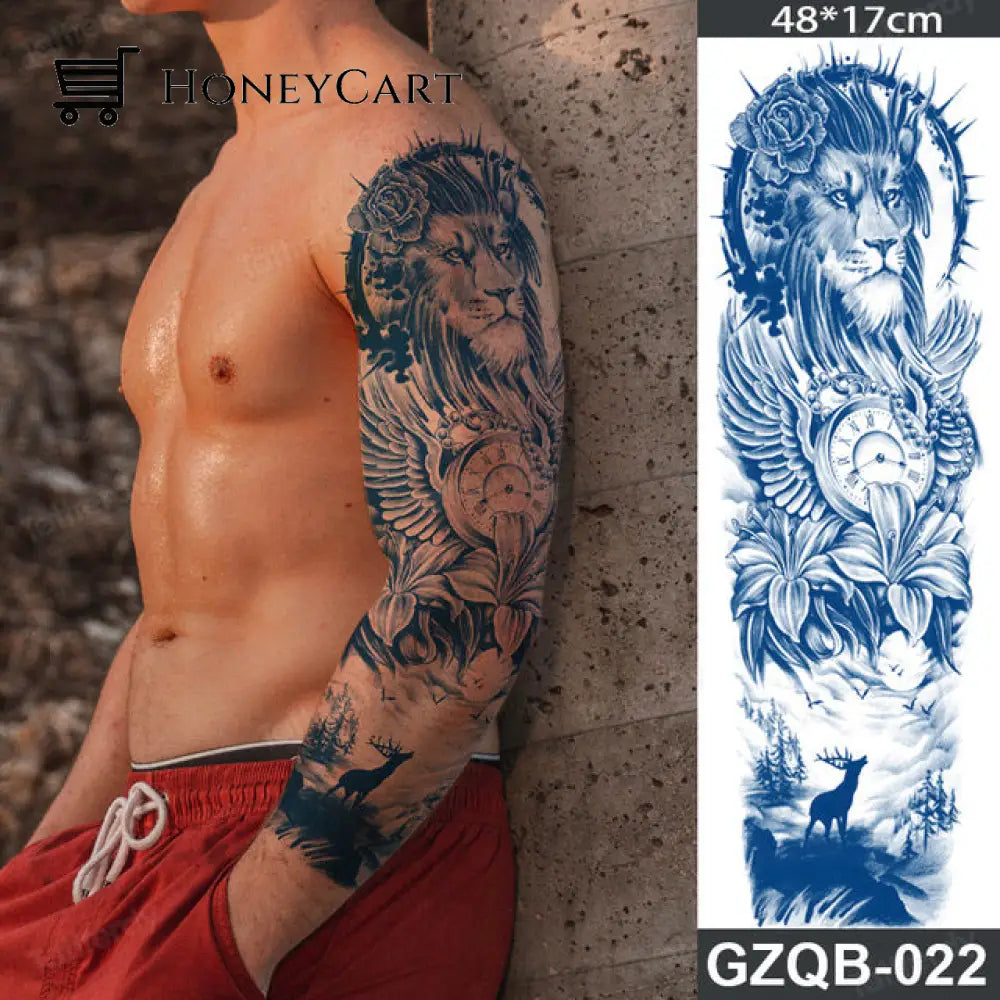 Long Lasting Full Arm Sleeve Tattoo Sticker Gzqb22 Temporary Tattoos