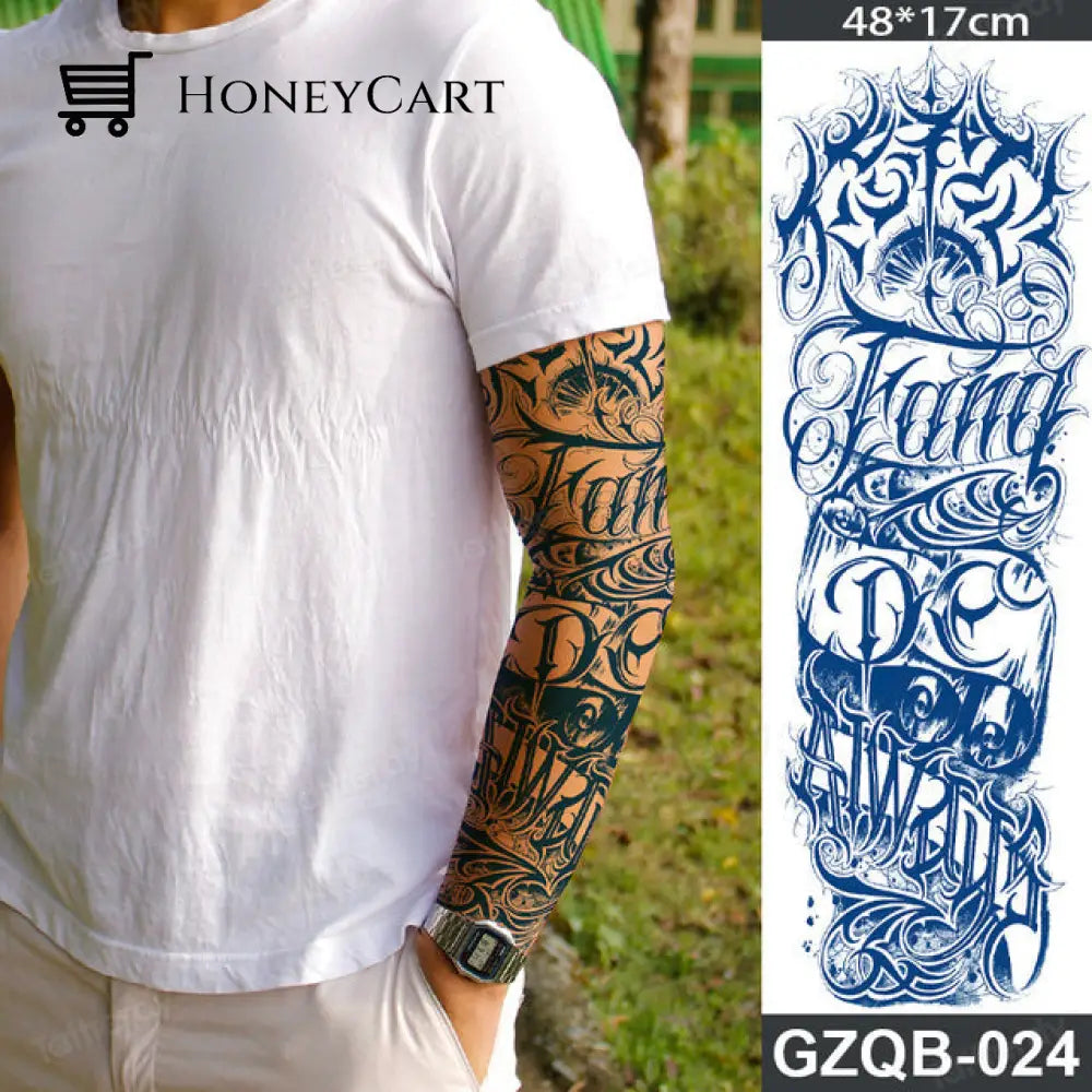 Long Lasting Full Arm Sleeve Tattoo Sticker Gzqb24 Temporary Tattoos