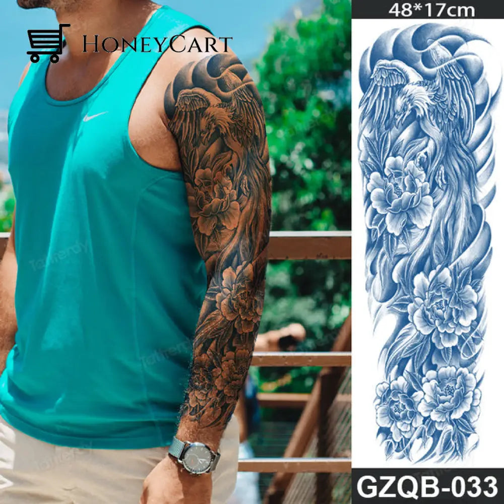 Long Lasting Full Arm Sleeve Tattoo Sticker Gzqb33 Temporary Tattoos