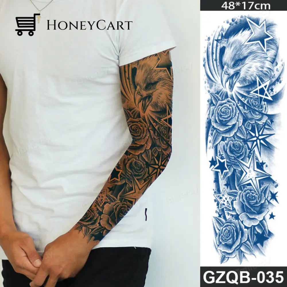 Long Lasting Full Arm Sleeve Tattoo Sticker Gzqb35 Temporary Tattoos
