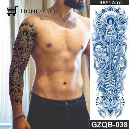 Long Lasting Full Arm Sleeve Tattoo Sticker Gzqb38 Temporary Tattoos