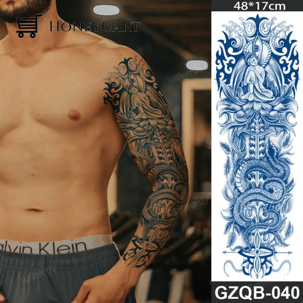 Long Lasting Full Arm Sleeve Tattoo Sticker Gzqb40 Temporary Tattoos