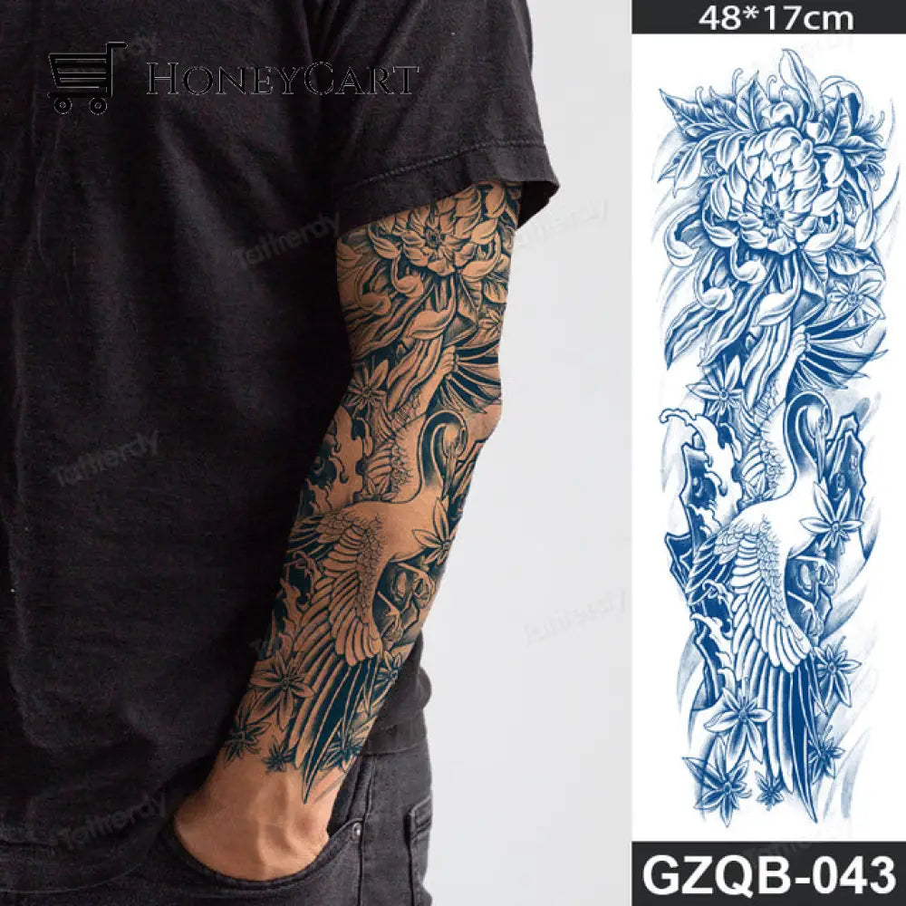 Long Lasting Full Arm Sleeve Tattoo Sticker Gzqb43 Temporary Tattoos
