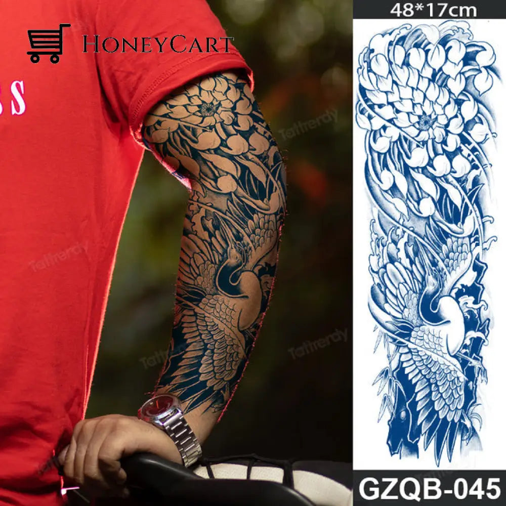 Long Lasting Full Arm Sleeve Tattoo Sticker Gzqb45 Temporary Tattoos