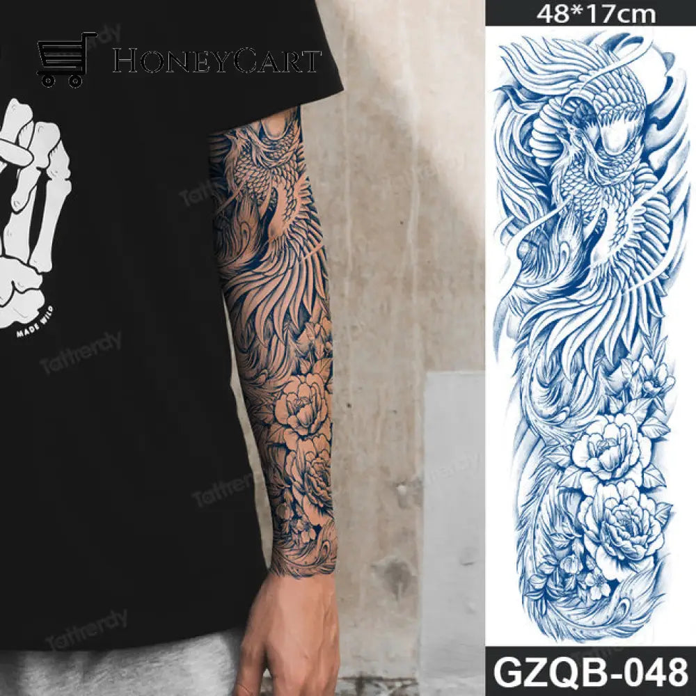 Long Lasting Full Arm Sleeve Tattoo Sticker Gzqb48 Temporary Tattoos