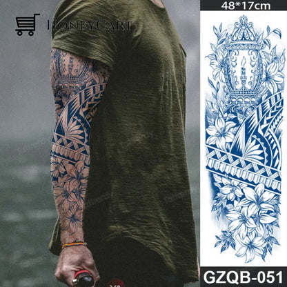 Long Lasting Full Arm Sleeve Tattoo Sticker Gzqb51 Temporary Tattoos