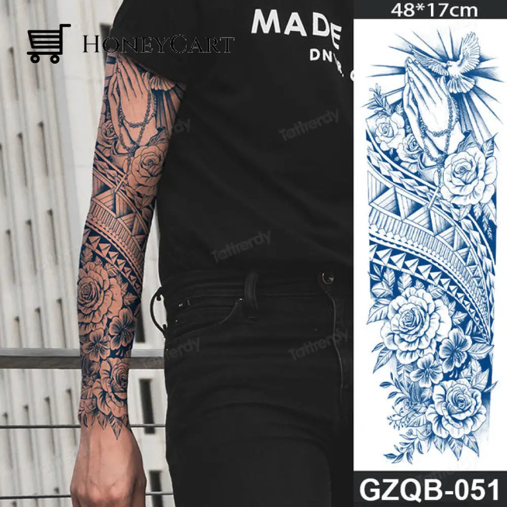 Long Lasting Full Arm Sleeve Tattoo Sticker Gzqb52 Temporary Tattoos