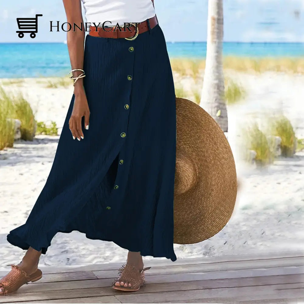 Long Skirt In Solid Color Blue / S