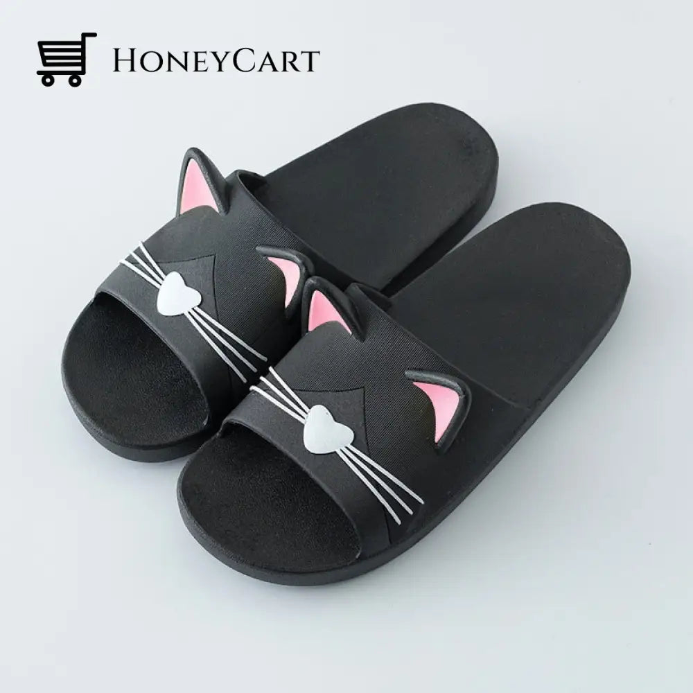 Lovely Cat Slippers Black / 36-37 Tool