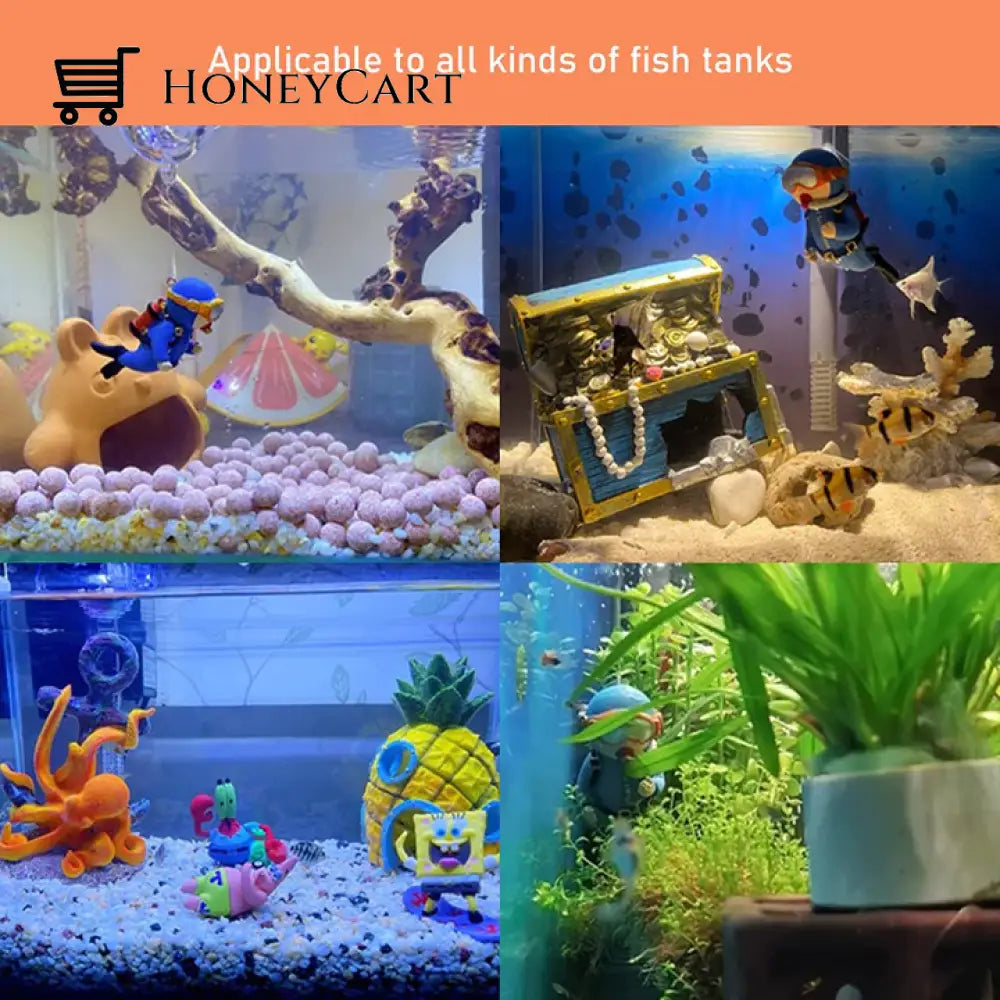 Lovely Diver Fish Tank Decorations Buy 1 Blue+1 Orange(Get Blue Free) Tool