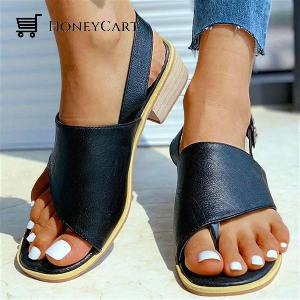 Low Heel Dress Sandals For Bunions Black / 5 Shoes